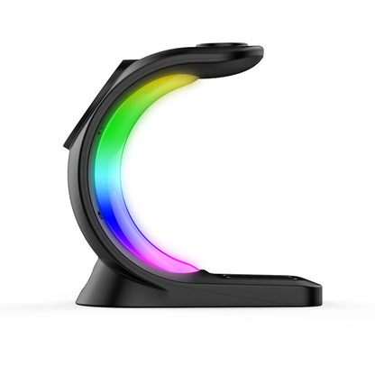 Chargeur magnétique sans fil 4 en 1 – recharge rapide pour smartphone, écouteurs et montre avec lumière d’ambiance LED