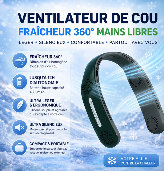 MyaTech 360™ SummerFlow – Ventilateur de Cou Rafraîchissant