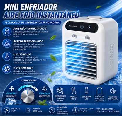 Mini climatiseur portable avec refroidissement à eau pour bureau, chambre et voiture