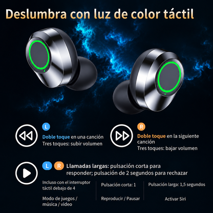 Écouteurs sans fil Bluetooth TWS avec écran digital intelligent et affichage de batterie
