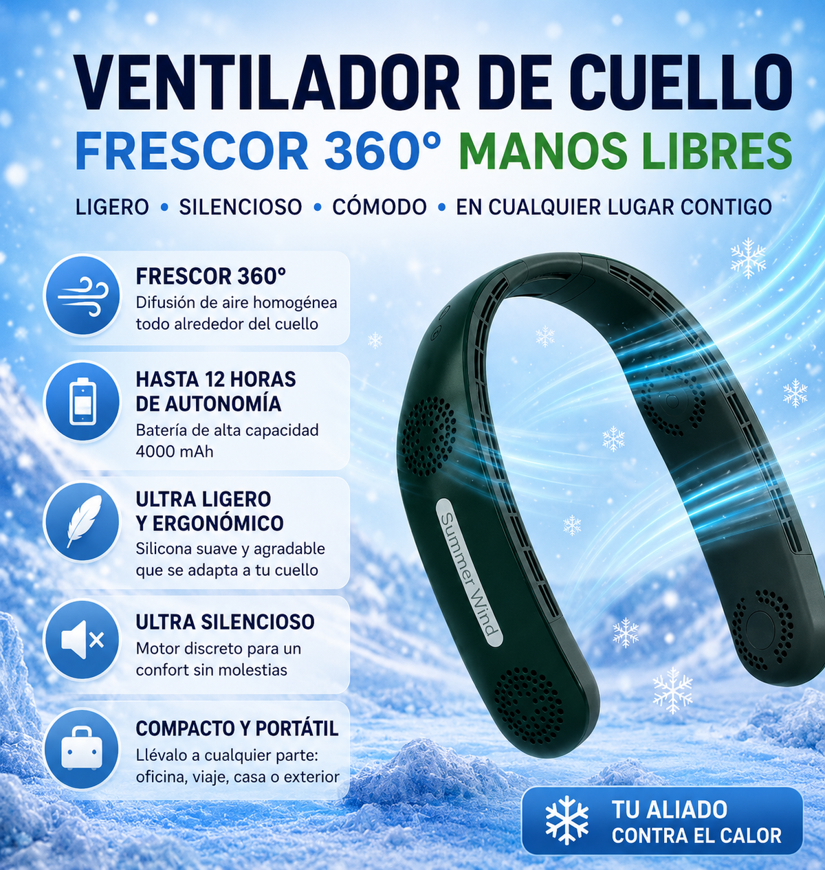 MyaTech 360™ SummerFlow – Ventilateur de Cou Rafraîchissant
